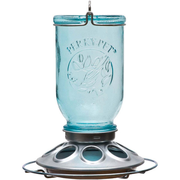 Perky-Pet Blue Glass Mason Jar 1 Lb. Capacity Bird Feeder 784 Pack of 2