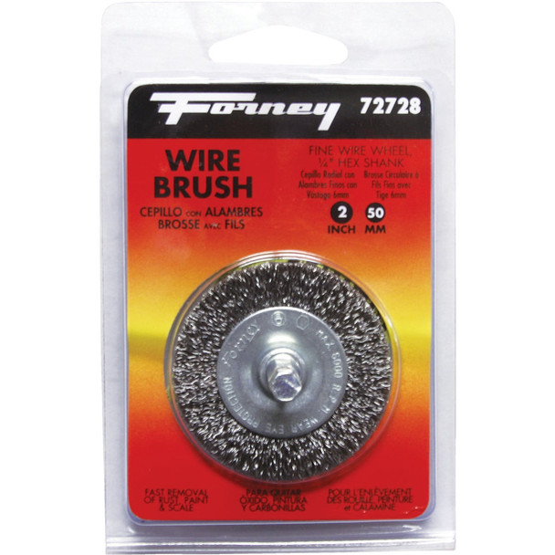 Forney 2 In. Hex Crimped, Fine Drill-Mounted Wire Wheel 72728