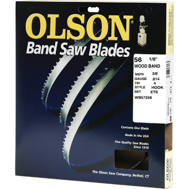 Olson 56-1/8 In. x 3/8 In. 4 TPI Hook Wood Cutting Band Saw Blade WB57256DB