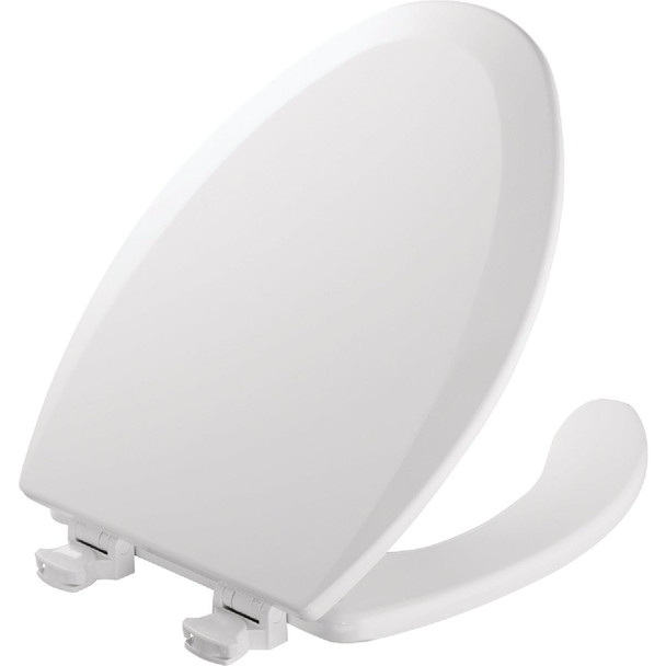 Bemis Mayfair Commercial Elongated Open Front White Toilet Seat with Cover