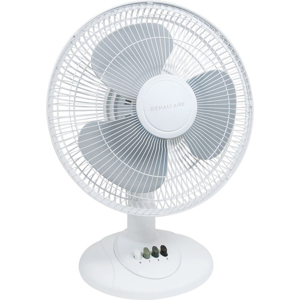 Denali Aire 16 In. White 3-Speed Oscillating Table Fan 1DAFD16E