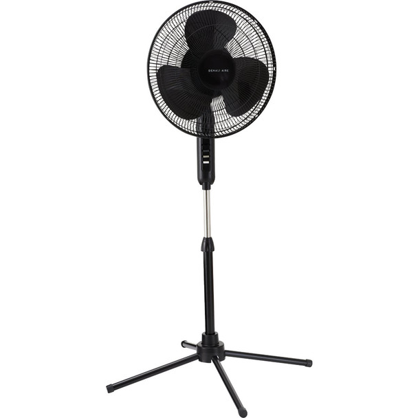 Denali Aire 16 In. 3-Speed Black Oscillating Pedestal Fan 1DAFP16EB