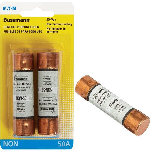 Bussmann 50A NON Cartridge General Purpose Cartridge Fuse (2-Pack) BP/NON-50