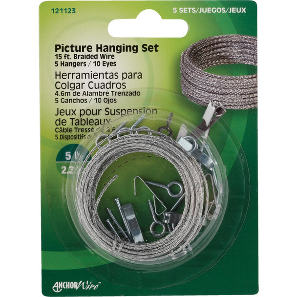 Hillman Anchor Wire 5 Lb. Capacity Picture Hanging Kit 121123 Pack of 10