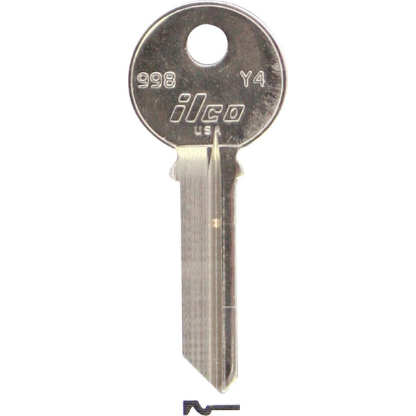 ILCO Yale Nickel Plated House Key, Y4 / 998 (10-Pack) IAL4500400B
