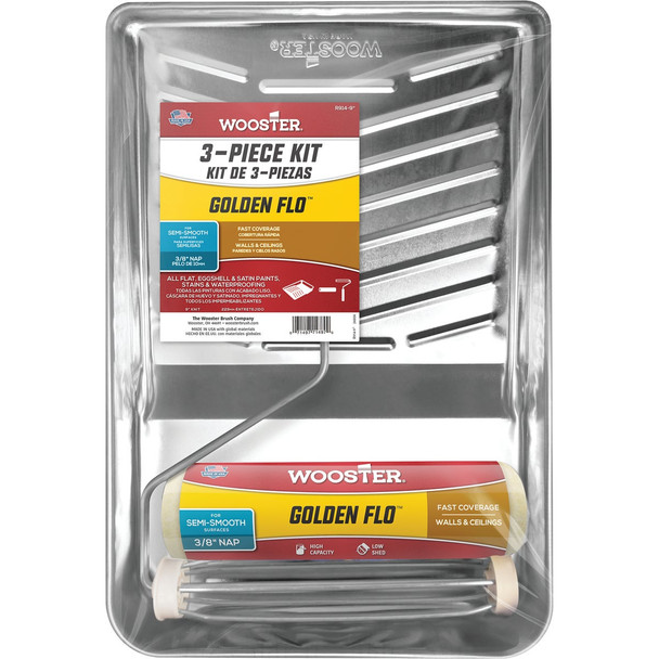Wooster Golden Flo Roller & Tray Set (3-Piece) R914-9