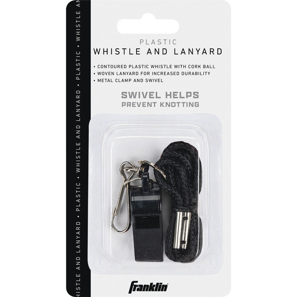 Franklin Black Plastic Whistle with Lanyard 3134