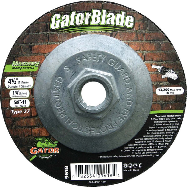 Gator Blade Type 27 4-1/2 In. x 1/4 In. x 5/8 In.-11 Masonry Cut-Off Wheel 9618