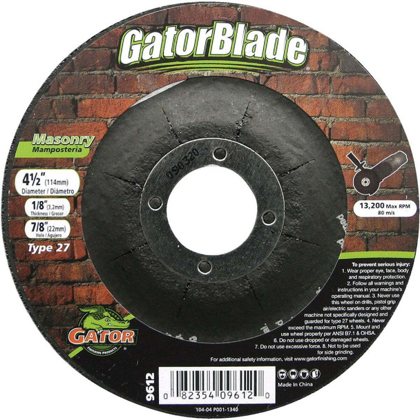 Gator Blade Type 27 4-1/2 In. x 1/8 In. x 7/8 In. Masonry Cut-Off Wheel 9612