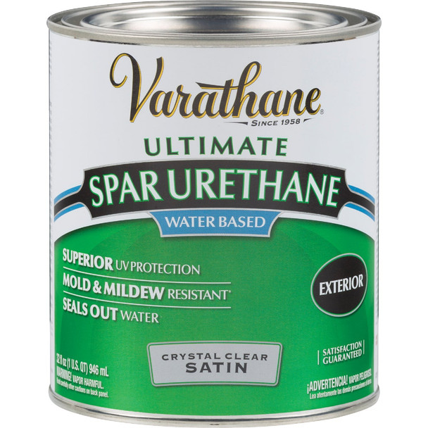Varathane Satin Clear Water Based Exterior Spar Urethane, 1 Qt. 250241H