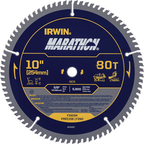 Irwin Marathon 10 In. 80-Tooth Trim/Finish Circular Saw Blade 14076