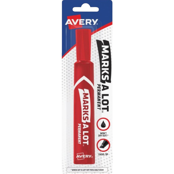 Marks-A-Lot Red Regular Chisel Tip Permanent Marker 17887 Pack of 6