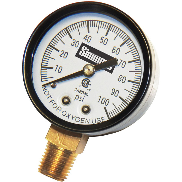 Simmons 1/4 In. MPT Fitting 100 psi Pressure Gauge 1305