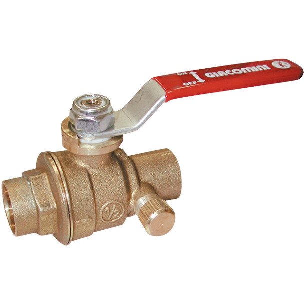 ProLine 1/2 In. SWT x 1/2 In. SWT Brass Ball Valve with Drain 107-553NL