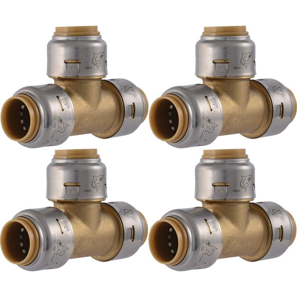 SharkBite 1/2 In. x 1/2 In. x 1/2 In. Brass Push-to-Connect Tee (4-Pack) UR362A4