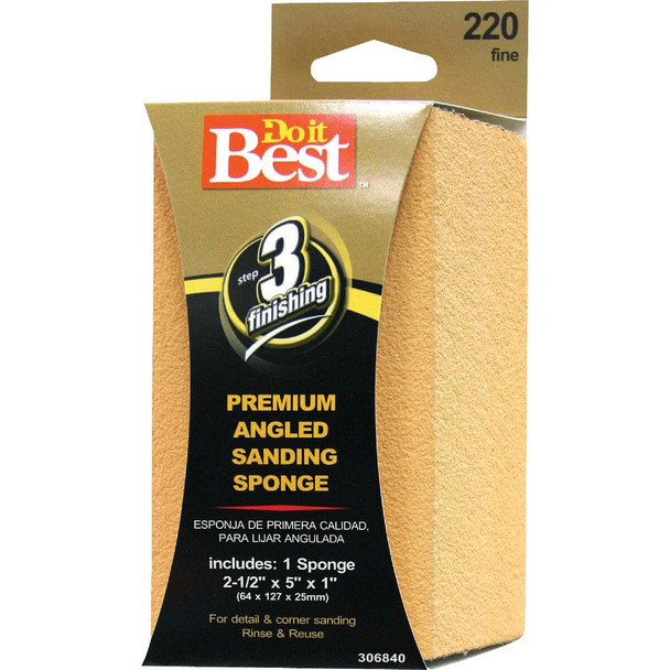 Do it Best Angled 2-1/2 In. x 5 In. x 1 In. 220 Grit Fine Sanding Sponge 7306004