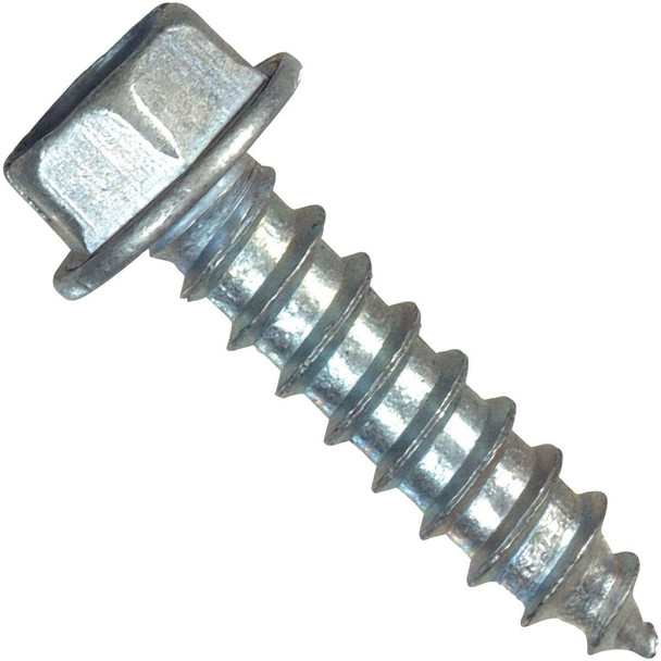 Hillman #12 x 2 In. Slotted Hex Washer Head Zinc Sheet Metal Screw (100-Count)