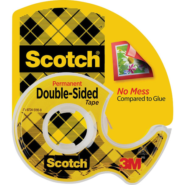 Scotch Permament Double Sided Tape, 1/2 In. x 250 In. 136