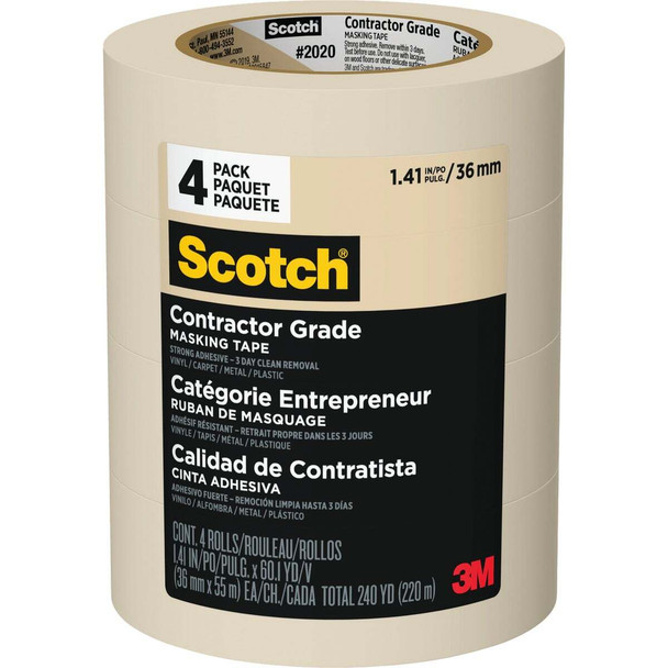 Scotch 1.41 In. x 60.1 Yd. Contractor Grade Masking Tape (4-Pack) 2020-36EP4