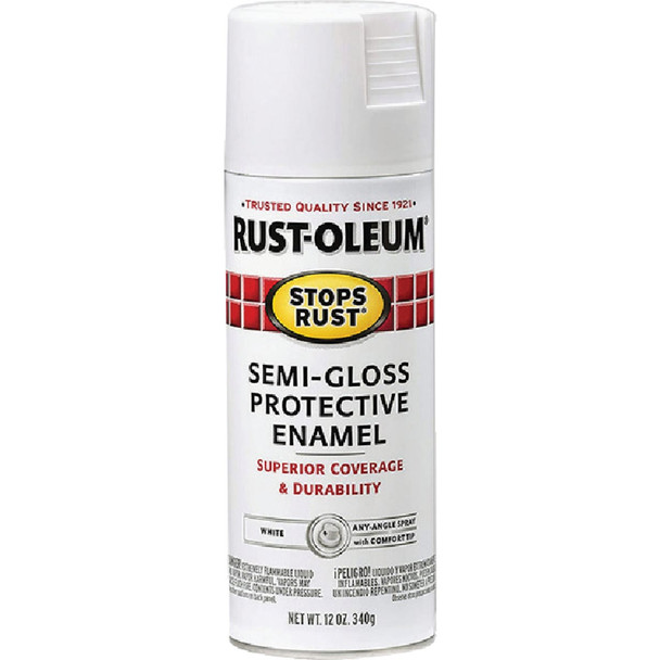 Rust-Oleum Stops Rust Semi-Gloss White 12 Oz. Anti-Rust Spray Paint 7797830