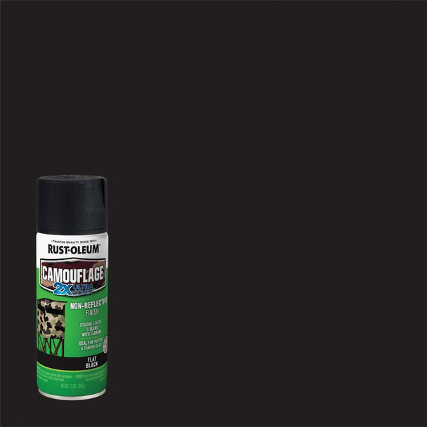 Rust-Oleum Camouflage 2X Ultra Cover 12 Oz. Flat Spray Paint, Black 279179