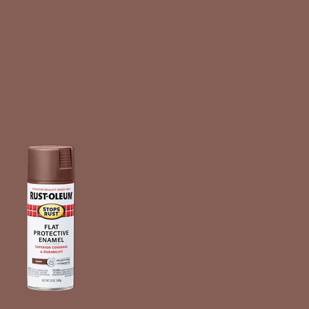 Rust-Oleum Stops Rust Brown Flat 12 Oz. Anti-Rust Spray Paint 214085