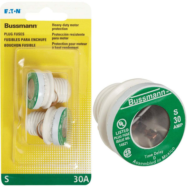 Bussmann 30A S Time-Delay Plug Fuse (2-Pack) BP/S-30