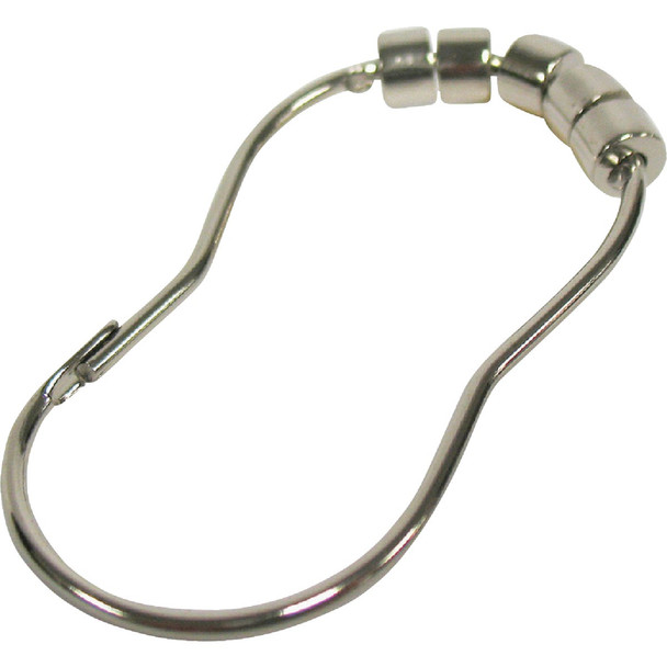 Zenith Zenna Home Chrome Roller Shower Curtain Hook (12 Count) SSR003SS