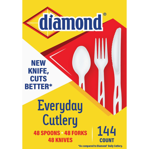 Diamond Heavy-Duty Plastic Cutlery Set (144-Piece) 4142636065