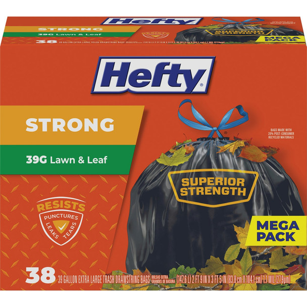 Hefty Strong 39 Gal. Black Lawn & Leaf Bag (38-Count) E87038