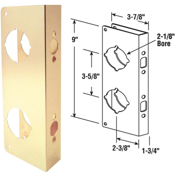 Defender Security 9 In. Brass High Security Door Reinforcer U 9560