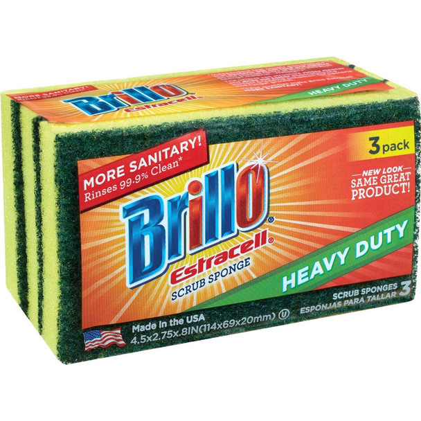 Brillo Estracell 4.5 In. x 2.75 In. Heavy Duty Sponge (3-Count) 21031