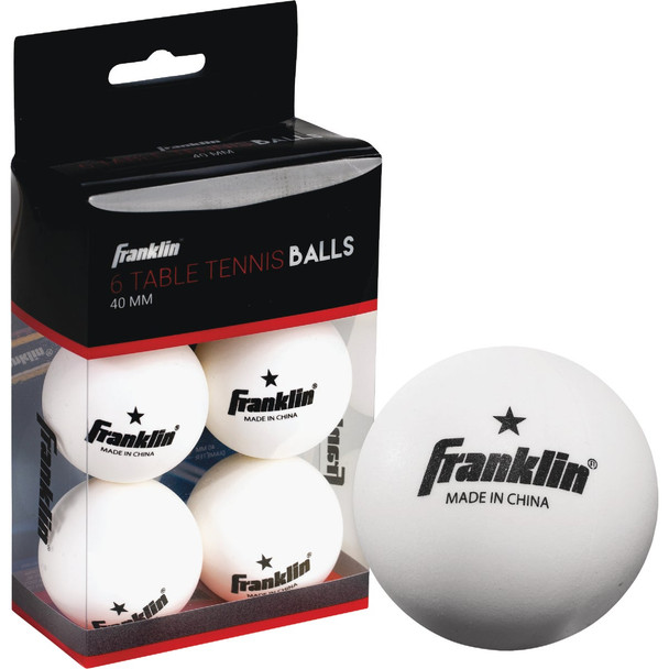 Franklin White Table Tennis Ball (6-Pack) 57113