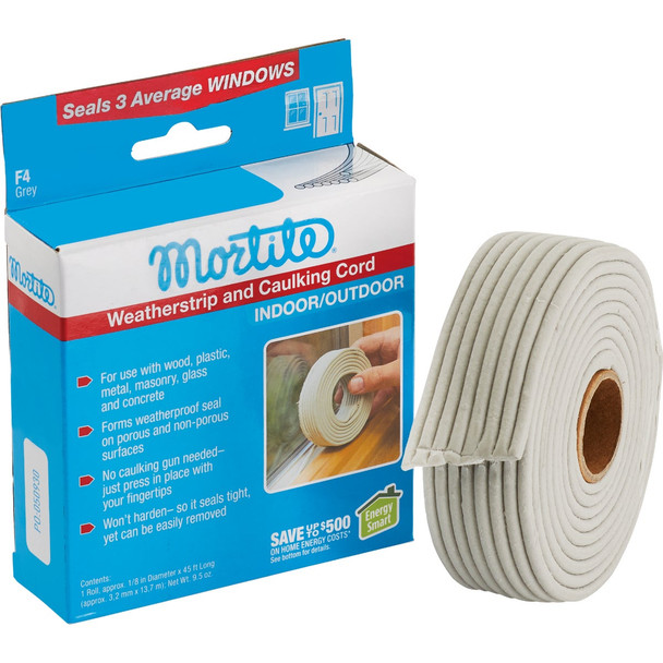 Mortite Gray Weatherstrip & Caulking Cord, 45 Ft. F4