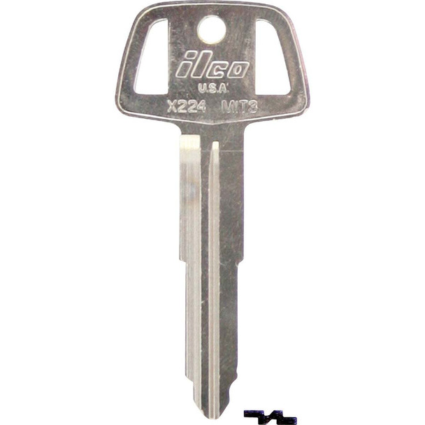 ILCO Mitsubishi Nickel Plated Automotive Key, MIT3 / X224 (10-Pack) IAF01476002