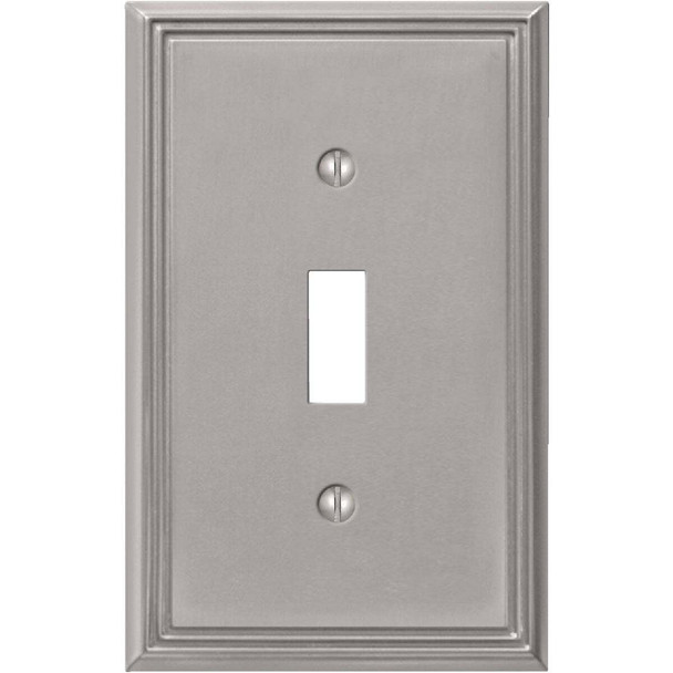 Amerelle Metro Line 1-Gang Cast Metal Toggle Switch Wall Plate, Brushed Nickel