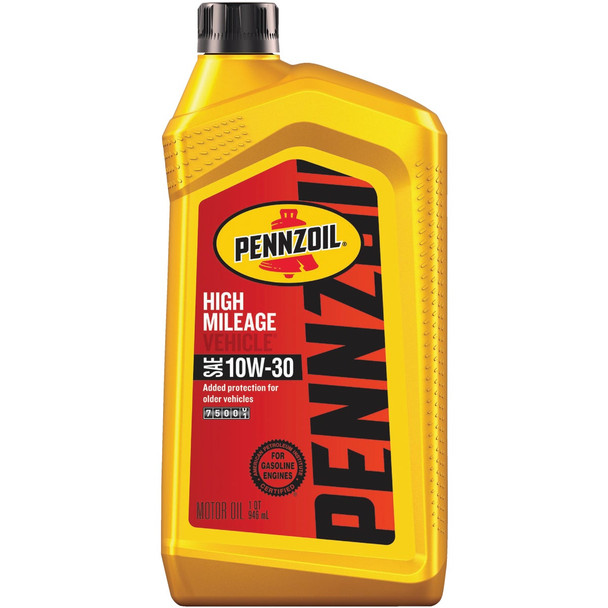 Pennzoil High Mileage 10W-30 Motor Oil, 1 Qt. 550022812 Pack of 6