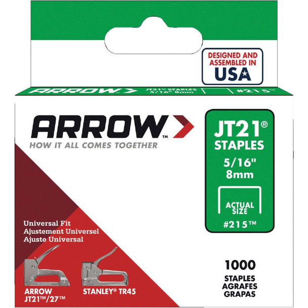 Arrow JT21 Light Duty Staple, 5/16 In. (1000-Pack) 215 Pack of 5