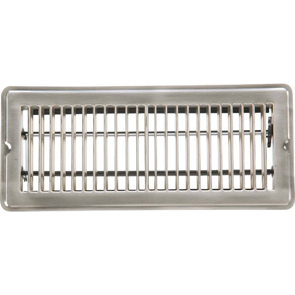 Home Impressions 4 In. x 10 In. Satin Nickel Steel Floor Register 1FL0410SN-NH