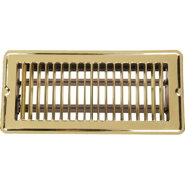 Home Impressions 4 In. x 10 In. Bright Brass Steel Floor Register 1FL0410BB-NH