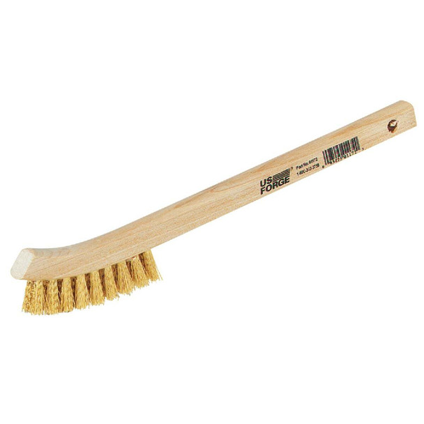Forney 7-3/4 In. Curved Wood Handle Wire Brush with Brass Bristles 70490