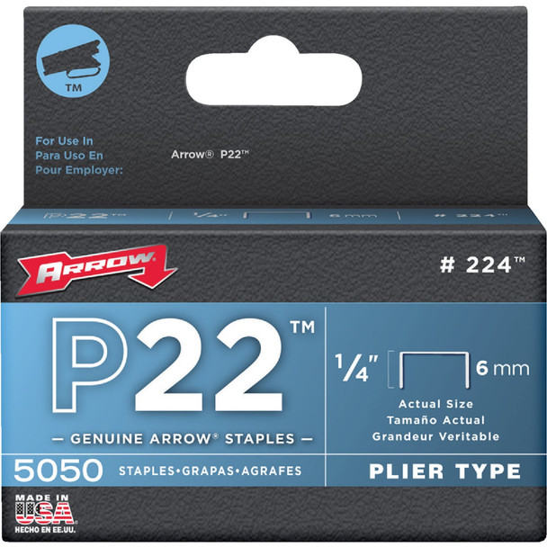 Arrow P22 Plier Type Staple, 1/4 In. (5050-Pack) 224