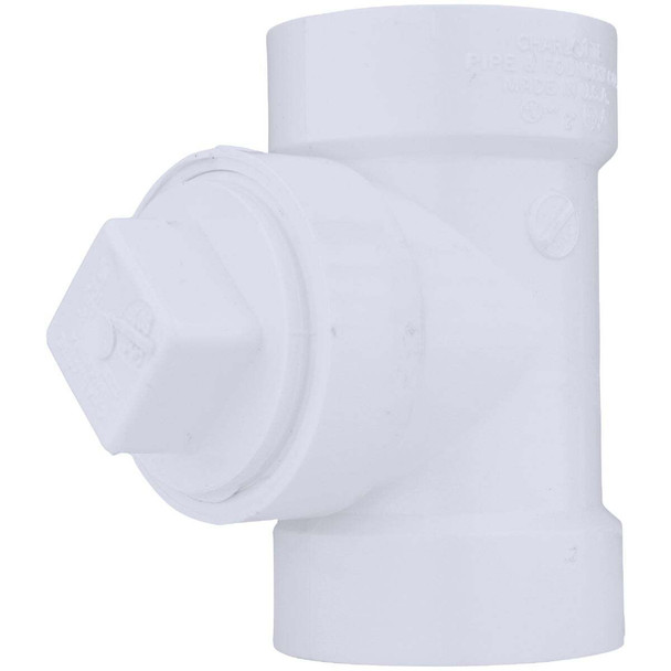 Charlotte Pipe 2 In. Test PVC Tee with Hex Plug PVC 00444X 0800HA