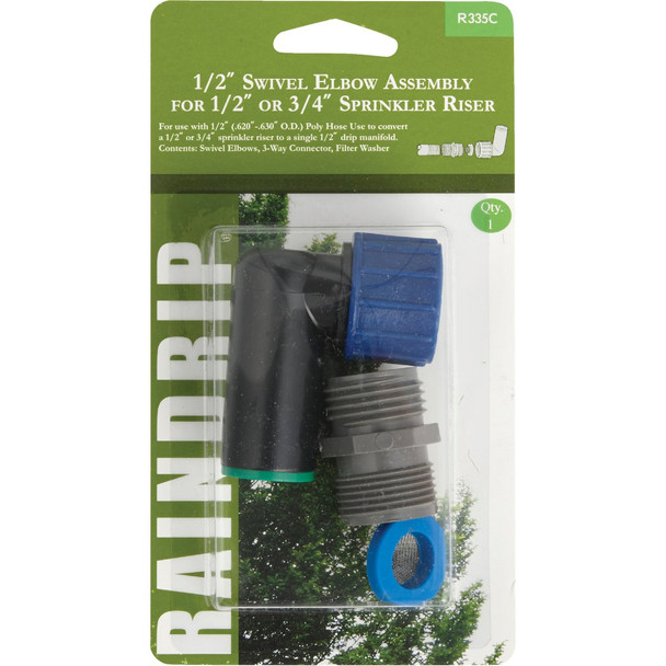Raindrip 1/2, 3/4 In. Tubing Swivel Elbow Assembly R335CT