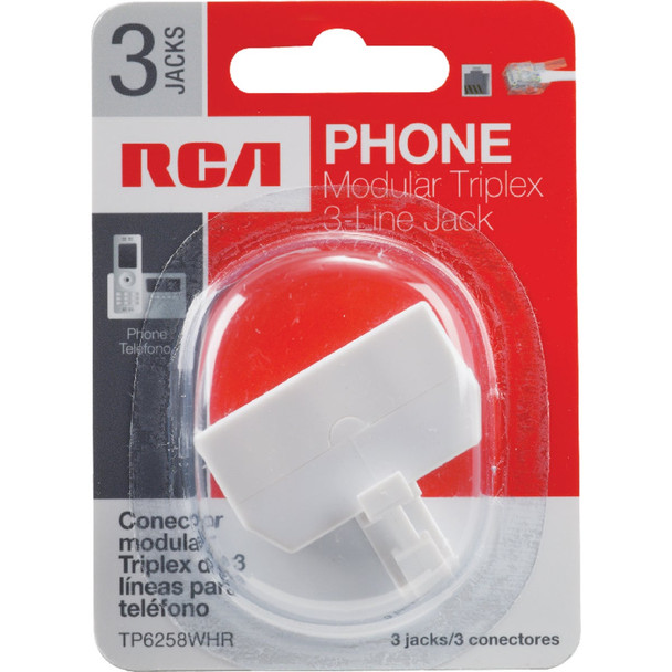 RCA White 3-Line Phone Splitter TP6258WHR