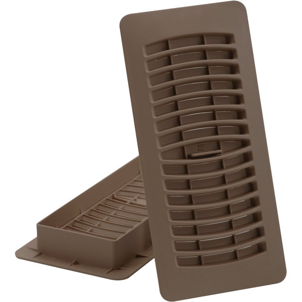 Imperial 4 In. x 10 In. Brown Plastic Louvered Floor Register RG1293