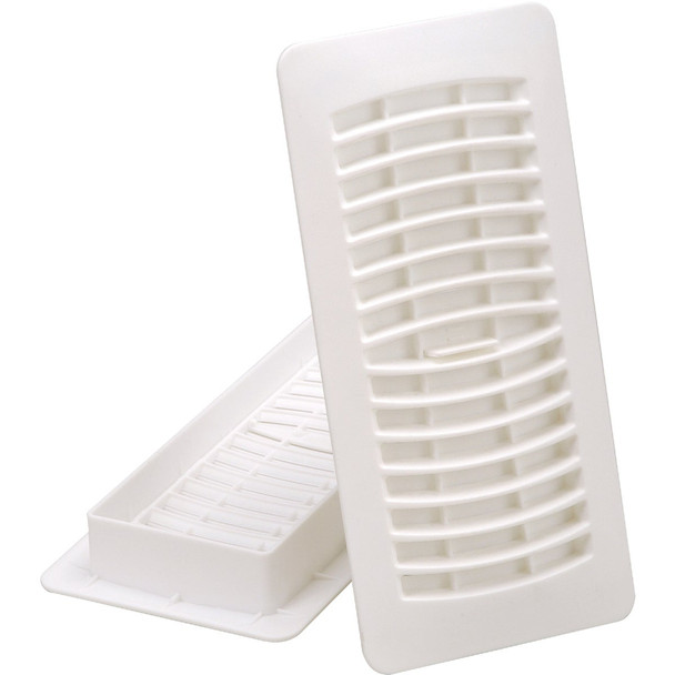 Imperial 4 In. x 10 In. White Plastic Louvered Floor Register RG1292