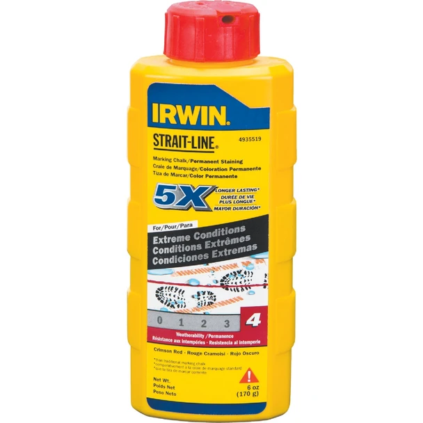 Irwin STRAIT-LINE 6 Oz. Red Permanent Staining 5X Chalk Line Chalk 4935519