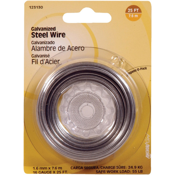Hillman Anchor Wire 25 Ft. 16 Ga. Galvanized Steel General Purpose Wire 123130