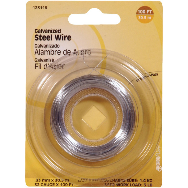 Hillman Anchor Wire 100 Ft. 32 Ga. Galvanized Steel General Purpose Wire 123118